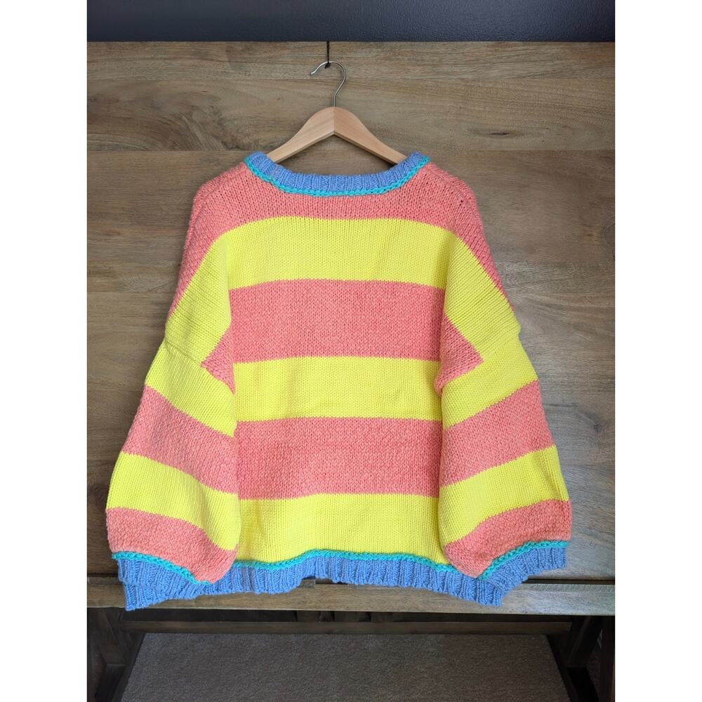 Free People Sweater Womens M Multicolor Beach Ball Chic Pullover Oversized NWT - Picture 2 of 5